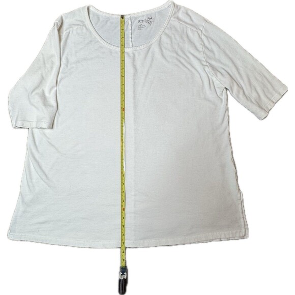 Terra & Sky | Women’s White Basic Plus Sized 3/4 Sleeve Shirt | 1X - Picture 3 of 11